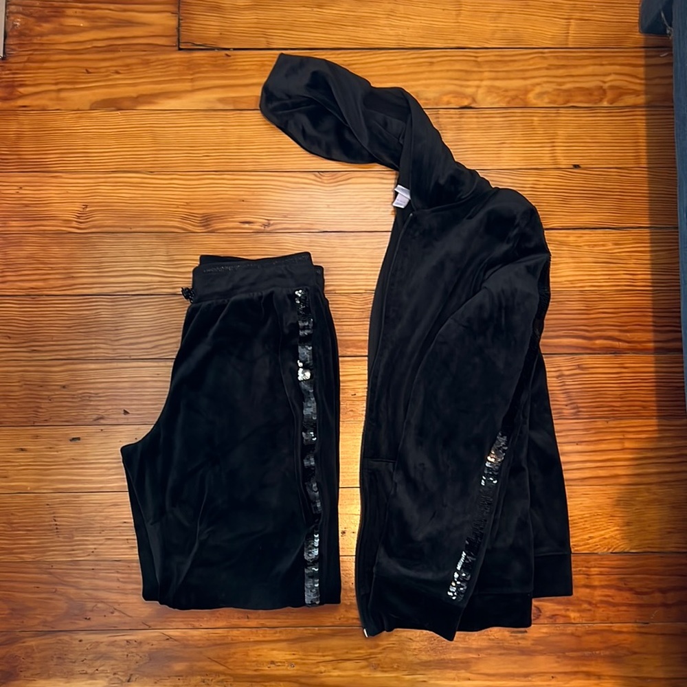 Sequin velour track suit
